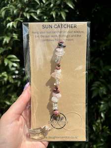 Rhodonite, Clear Quartz & Rose Quartz | Moon Sun Catcher