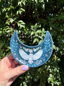 Owl Crescent Moon Trinket Dish
