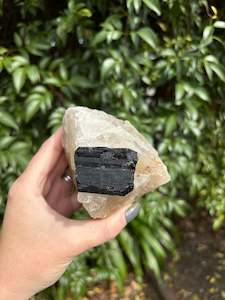 Black Tourmaline & Quartz Rough Piece B