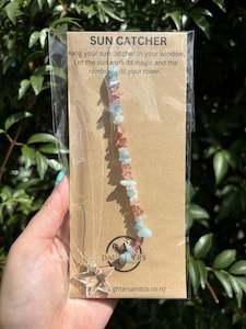 Homewares: Aquamarine & Strawberry Quartz | Star Sun Catcher