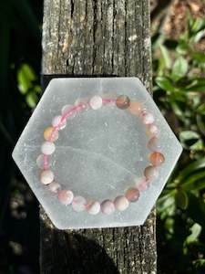 Flower Agate | Round Bead Bracelet