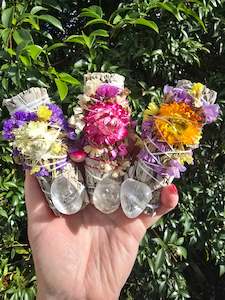 White Sage Smudge Stick Small 4inch | Clear Quartz For Clarity