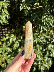 Blue Kyanite & Golden Healer Quartz Point E
