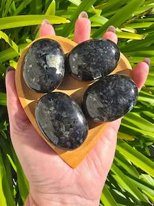Palmstones: Black Larvikite Palm Stone Large