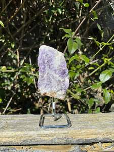 Rough Raw: Chevron Amethyst Rough On Metal Stand