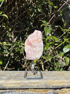 Rough Raw: Rose Quartz Rough On Metal Stand B