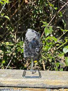 Rough Raw: Black Obsidian Rough On Metal Stand