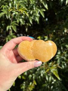 Orange Calcite Double Heart B
