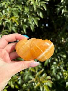Orange Calcite Double Heart A