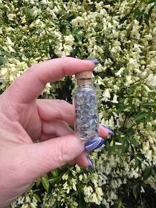 Crystal Bottles Bags: Rainbow Fluorite Crystal Chip bottle