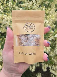 Crystal Bottles Bags: Flower Agate Crystal Chip 100 gms Bag