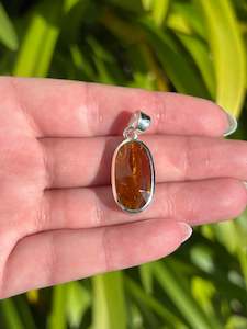 Orange Kyanite | Rose Cut Sterling Silver Pendant D