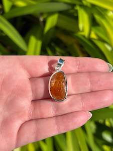 Orange Kyanite | Rose Cut Sterling Silver Pendant C
