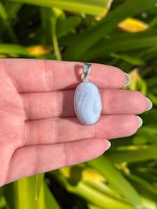 Blue Lace Agate | Polished Sterling Silver Pendant C