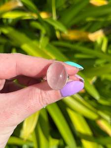Jewellery: Rose Quartz | Polished Sterling Silver Adjustable Ring C