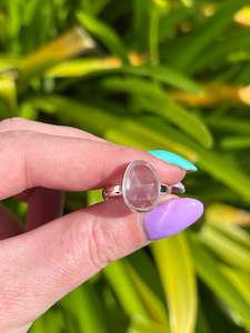 Jewellery: Rose Quartz | Rose Cut Sterling Silver Adjustable Ring B