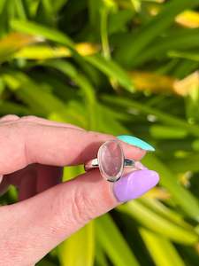 Rose Quartz | Rose Cut Sterling Silver Adjustable Ring A