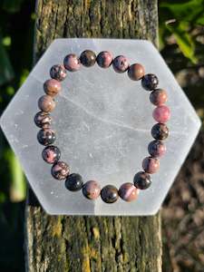 Bead Bracelets: Rhodonite | Round Bead Bracelet