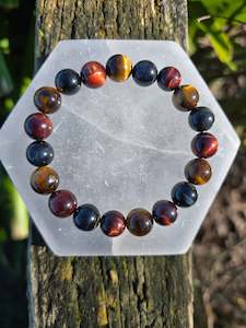 Bead Bracelets: Tigers Eye Mixed | Large Round Bead Bracelet