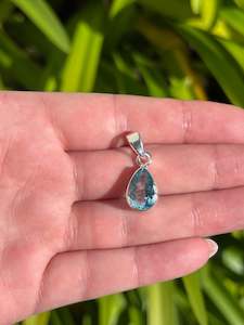 Blue Topaz | Faceted Sterling Silver Pendant B