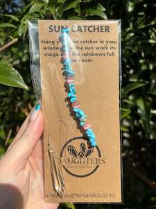 Points Spheres: Blue Howlite & Pink Cats Eye | Point Sun Catcher