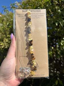 Stars Hearts: Citrine & Tigers Eye | Heart Sun Catcher