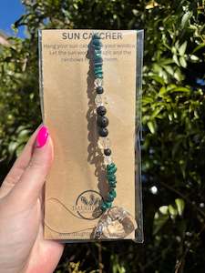 Stars Hearts: Malachite & Lava Stone | Heart Sun Catcher
