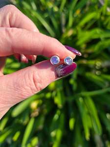 Iolite | Polished Sterling Silver Stud Earrings Round 5mm