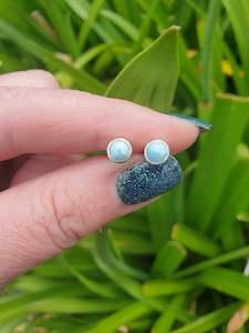 Larimar | Polished Sterling Silver Round Stud Earrings 5mm