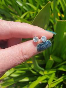 Earrings: Blue Topaz | Faceted Sterling Silver Stud Earrings 5mm