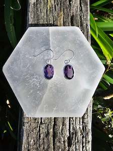 Earrings: Amethyst | Faceted Sterling Silver Earrings B
