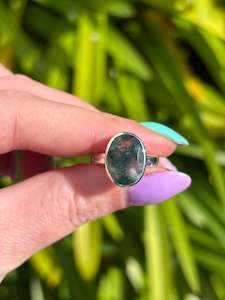 Rings: Moss Agate | Faceted Sterling Silver Adjustable Ring E