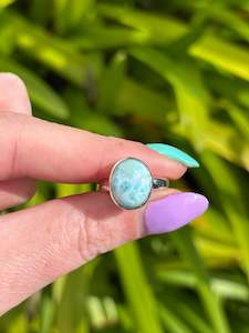 Larimar | Polished Sterling Silver Adjustable Ring B
