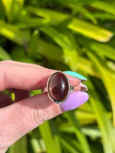 Smoky Quartz | Polished Sterling Silver Adjustable Ring C