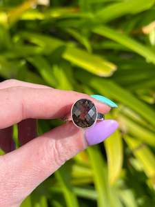 Smoky Quartz | Faceted Sterling Silver Adjustable Ring A