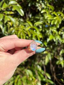Rainbow Moonstone | Polished Sterling Silver Adjustable Ring D