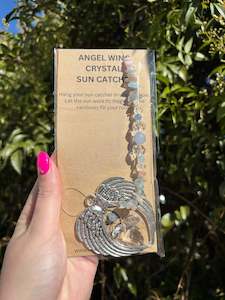 Aquamarine & Morganite | Angel Wing Heart Sun Catcher