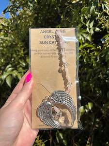 Angel Wing Range: Rose Quartz | Angel Wing Heart Sun Catcher