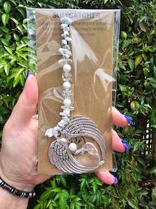 Howlite | Angel Wing Heart Sun Catcher