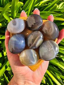 By Crystal Type: Banded Agate Small Palm Stone