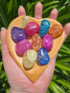Crackle Coloured Quartz Tumbled Stone 10 Pack Valued at $30