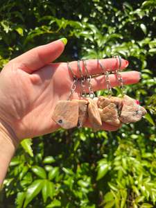 Keyrings: Peach Moonstone Tumbled Stone Keyring