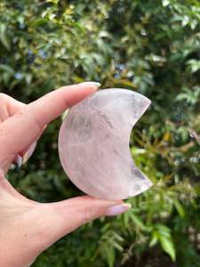 Carved Shapes Animals: Rose Quartz Moon B