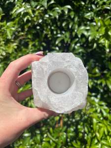 Candle Holders: Rose Quartz Rough Candle Holder C