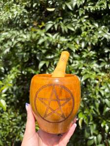 Wooden Pentagram Pestle & Mortar