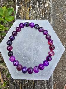 Jewellery: Purple Agate | Round Bead Bracelet