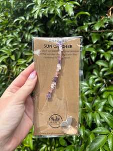 Stars Hearts: Amethyst, Rose Quartz & Strawberry Quartz | Heart Sun Catcher