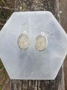 Earrings: Golden Rutile | Polished Sterling Silver Earrings B