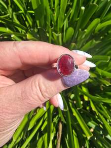 Pink Tourmaline | Rose Cut Sterling Silver Adjustable Ring B