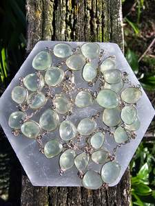 Prehnite | Rose Cut Sterling Silver Necklace 100cm